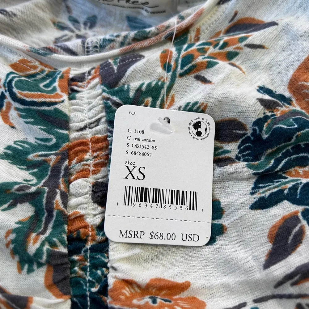 Free People Dreamed Of You Long Sleeve Tee in Teal Combo $68.00 NWT - Image 5