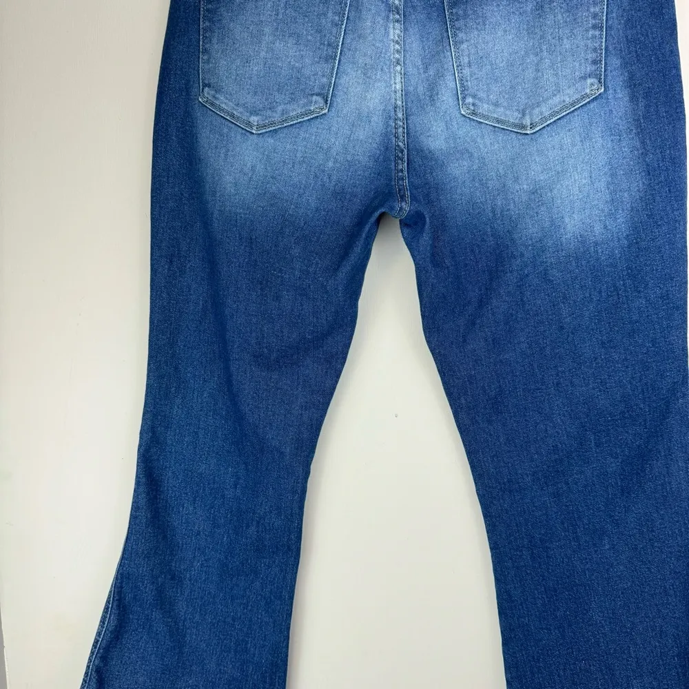 Kancan Womens Crop Kickboot Flare Jeans Sz 31 Dark Wash Stretch Denim Blue - Image 11
