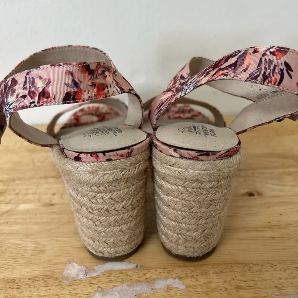 Life Stride‎ Pink and Red Floral Wedges with Ankle Strap size 10M - Image 3