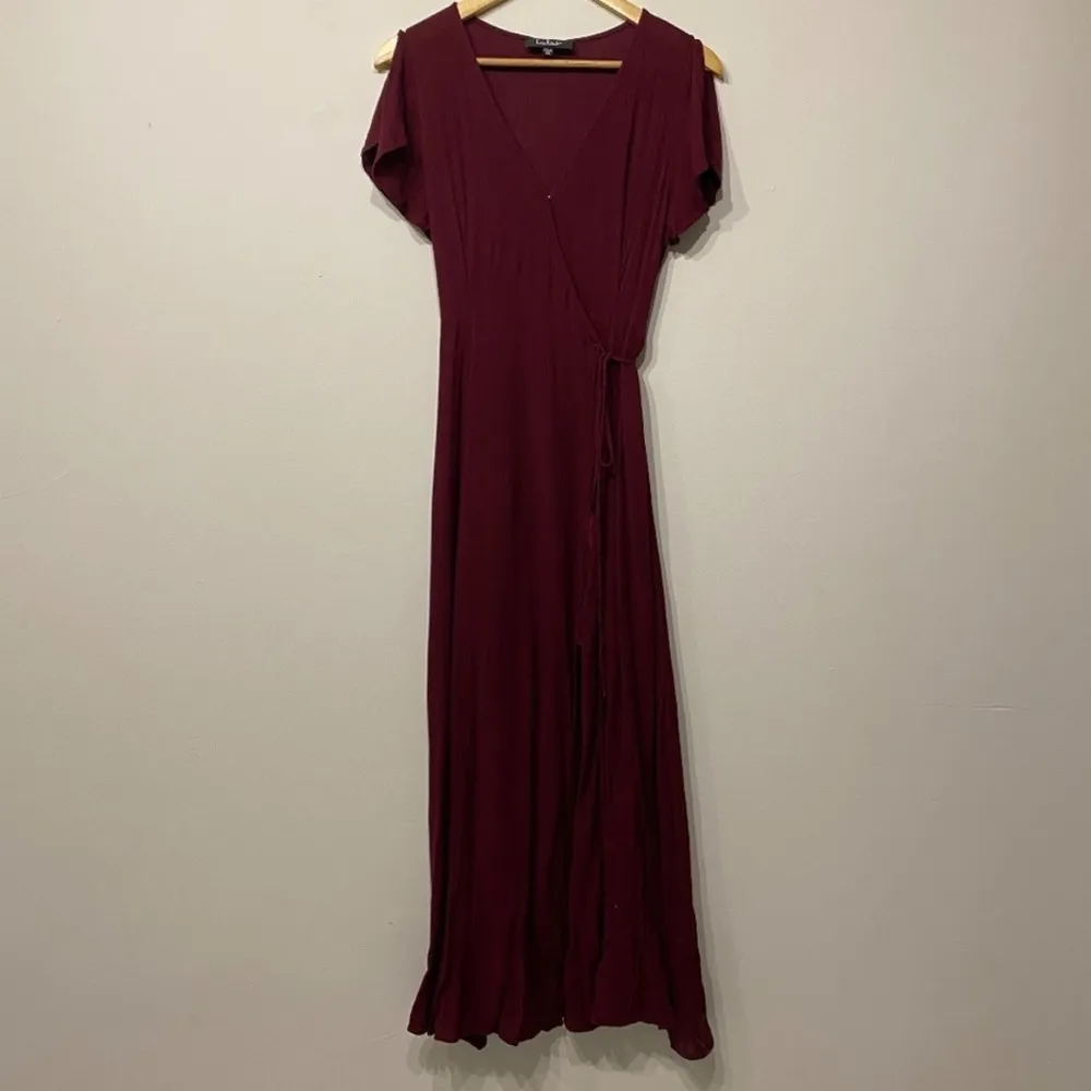 Lulus Women's Heart of Marigold Burgundy Wrap
Maxi Dress M - Image 5
