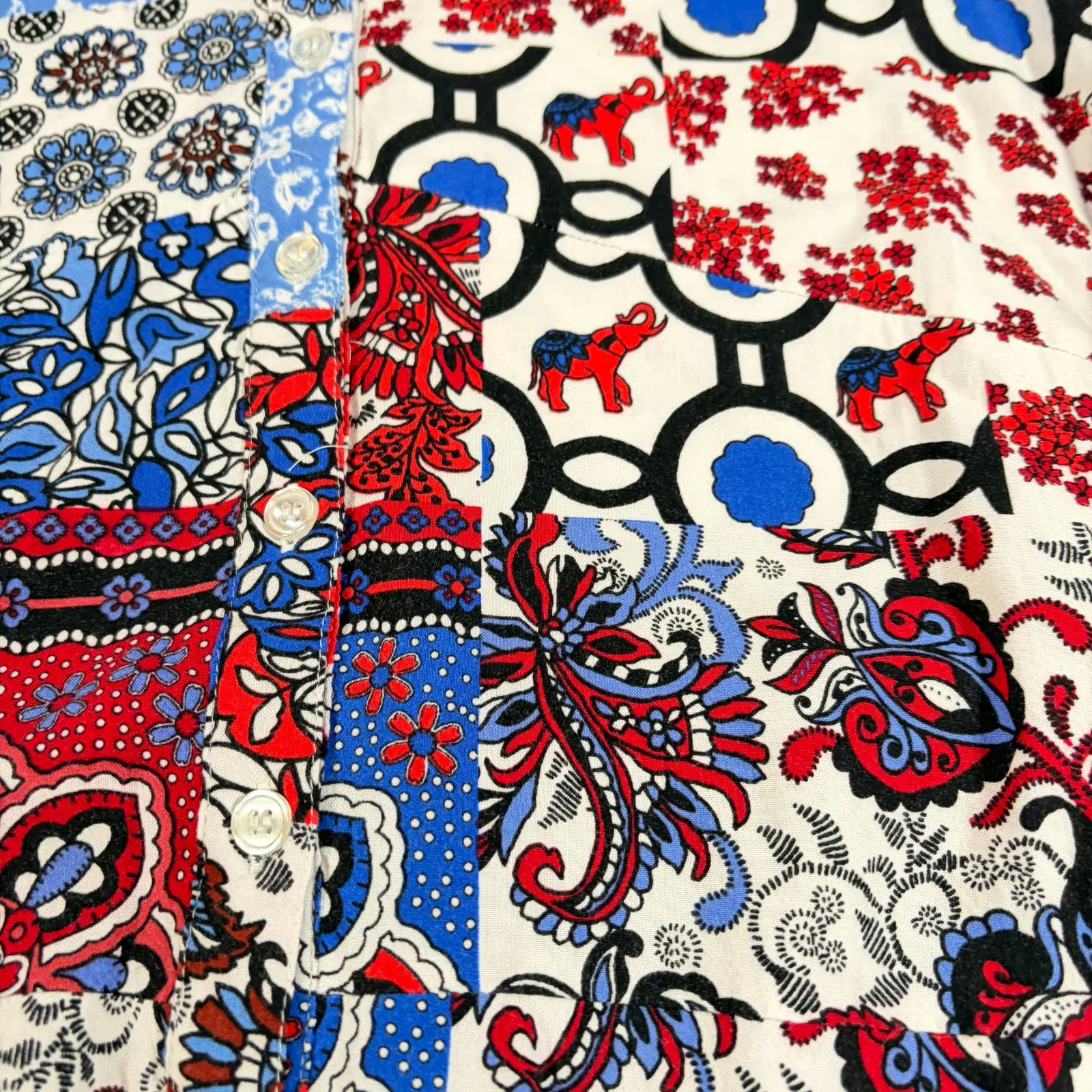 For the Republic womens long sleeved red floral elephant print dress. 2X boho - Image 7