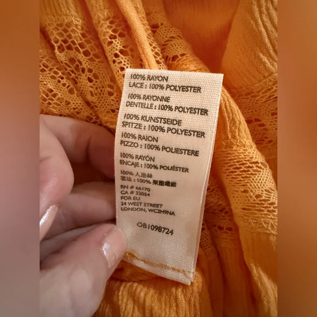 Free People Orange Lace Trim Cropped Cami Tank Top NWT Size L Sold Out - Image 9