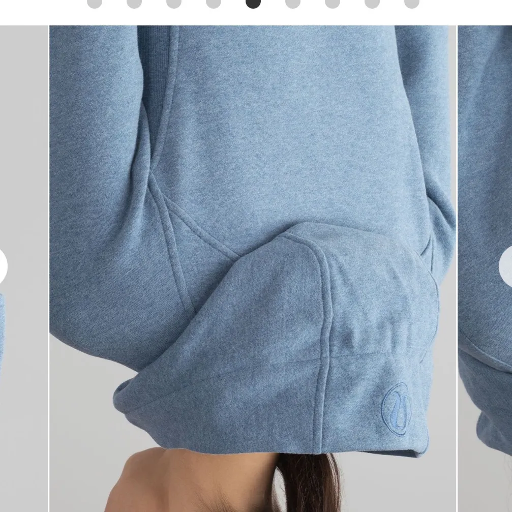 Lululemon Light Blue Heathered Scuba Hoodie Light Cotton Fleece Size 6 - Image 12