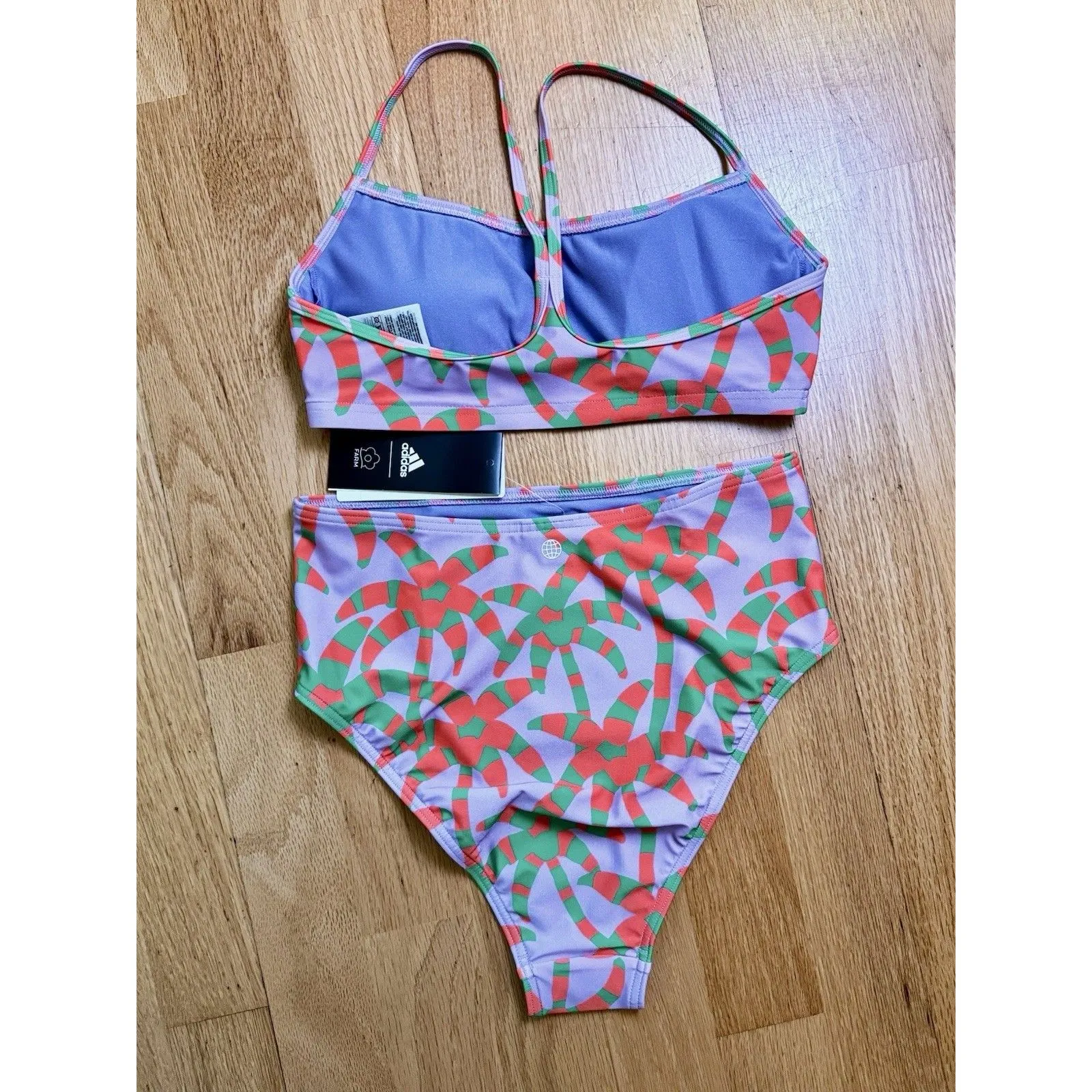 Adidas Farm Rio Women's Multicolor Two Piece Bikini Swimsuit Purple Size S NWT - Image 3