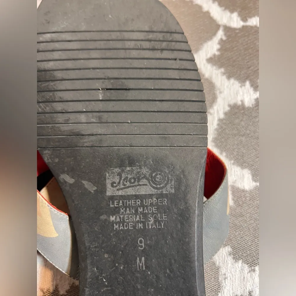 ICON Red and Black Sandals with Crisscross Straps Made in Italy colorful summer Size 9 - Image 5