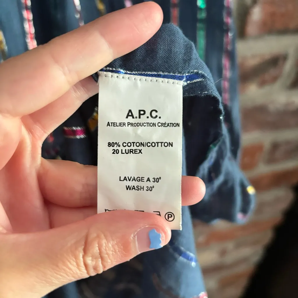 Madras A.P.C. Cotton Rainbow Stripe Mini Dress, L Blue Size L - Image 6