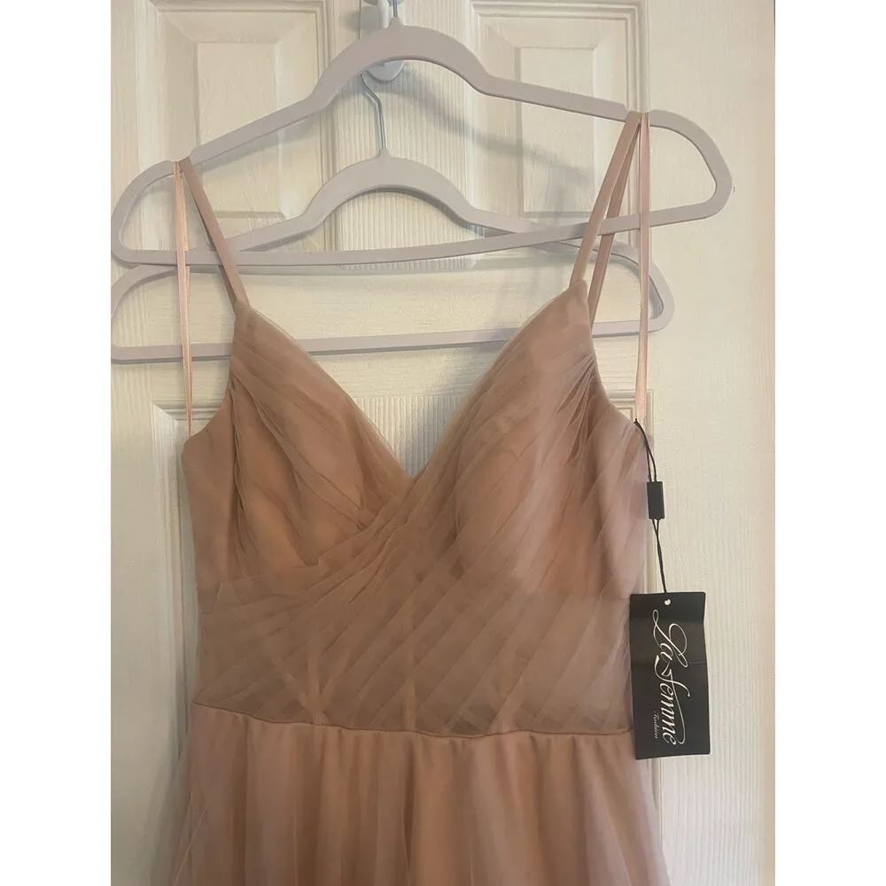 La Femme tulle A-line gown with pockets. Bodice features a sheer design. A29. - Image 2