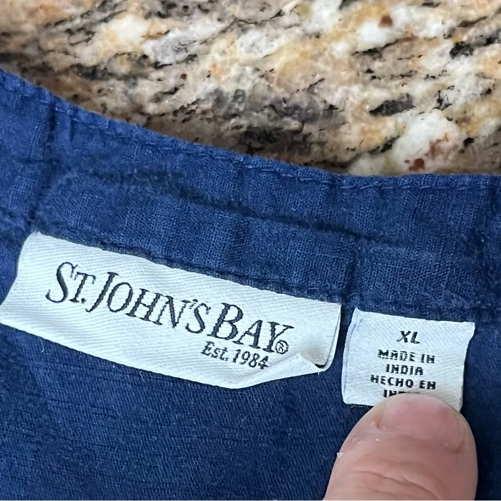 Vtg Y2k At John’s Bay Womens Blue Blouse Peasent Preppy Boho Hippie Coastal XL - Image 7