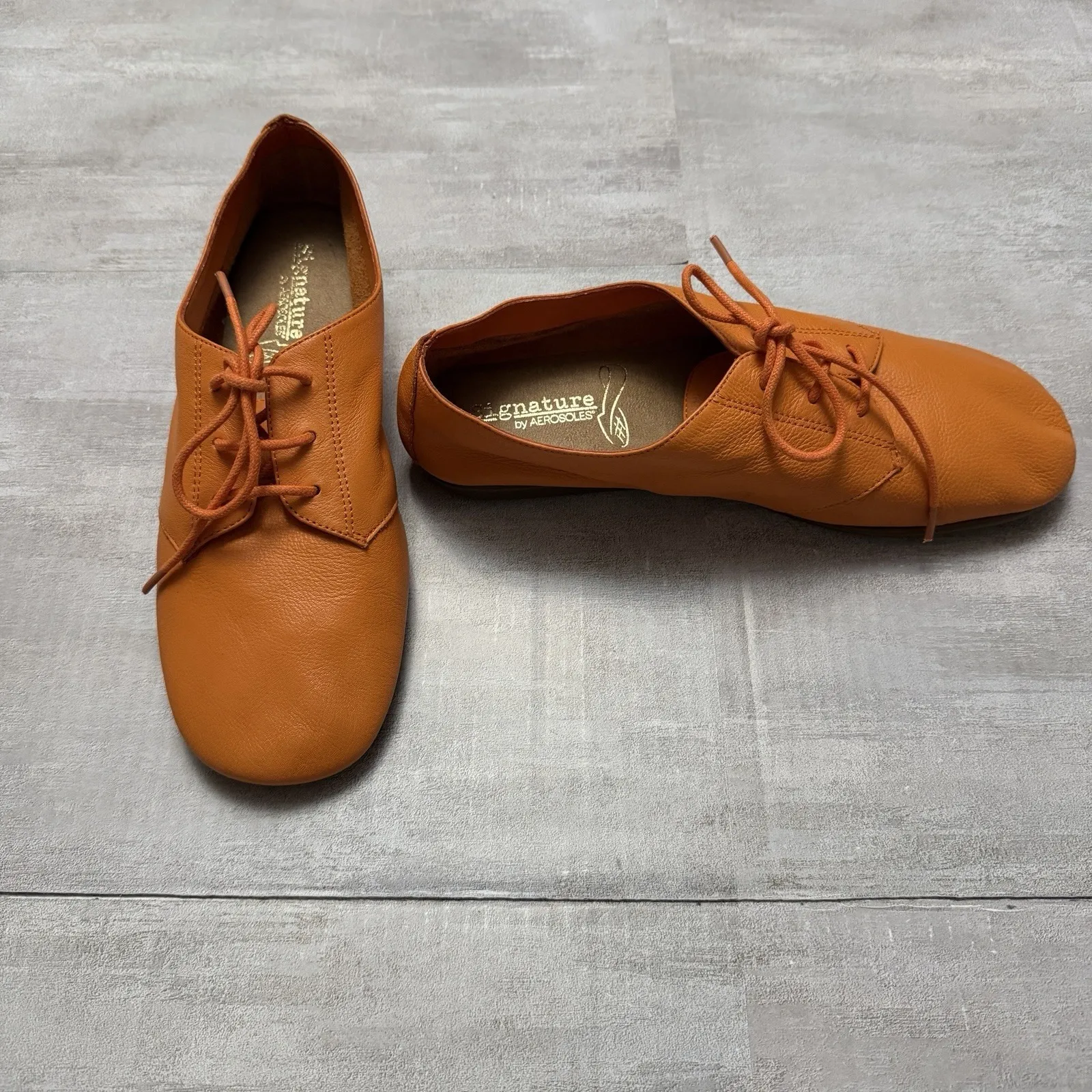 Aerosoles Signature Guitar Solo Orange Soft Leather Oxford Flat Women's Size 8.5 - Image 6