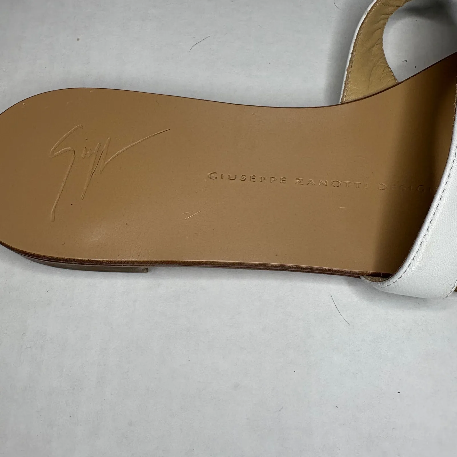 Giuseppe Zanotti White Leather Gemstone Sandals Size 39 Italy Missing Gem - Image 5