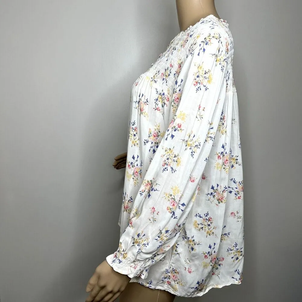 Cynthia Rowley Floral Smoked Peasant Blouse - Image 2