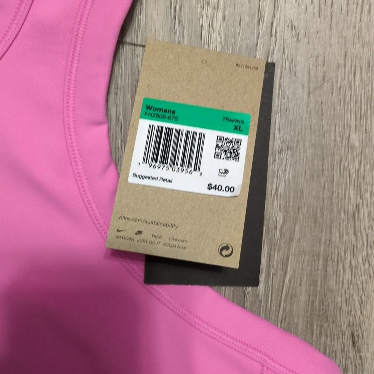 Nike One Playful Pink Fitted Dri Fit Cropped Tank Top Size XL - Image 3