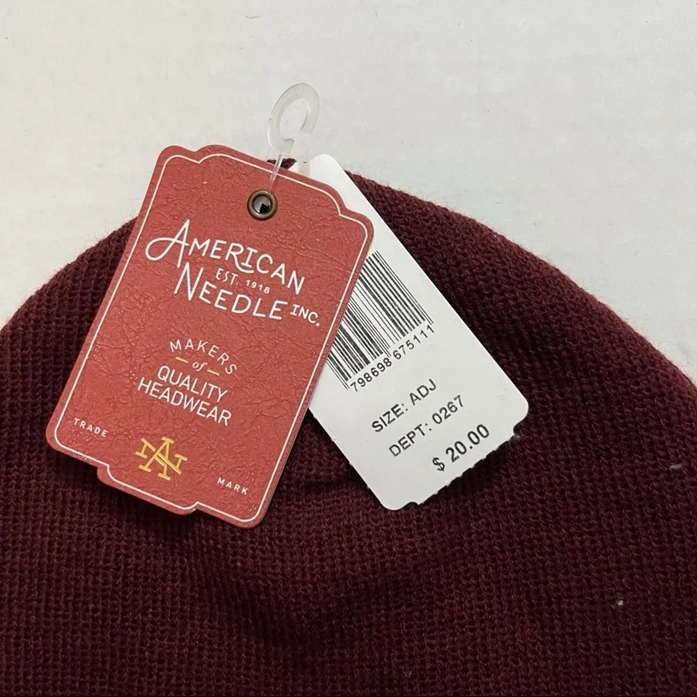 American Needle Red Knit Beanie Hat NWT - Image 3