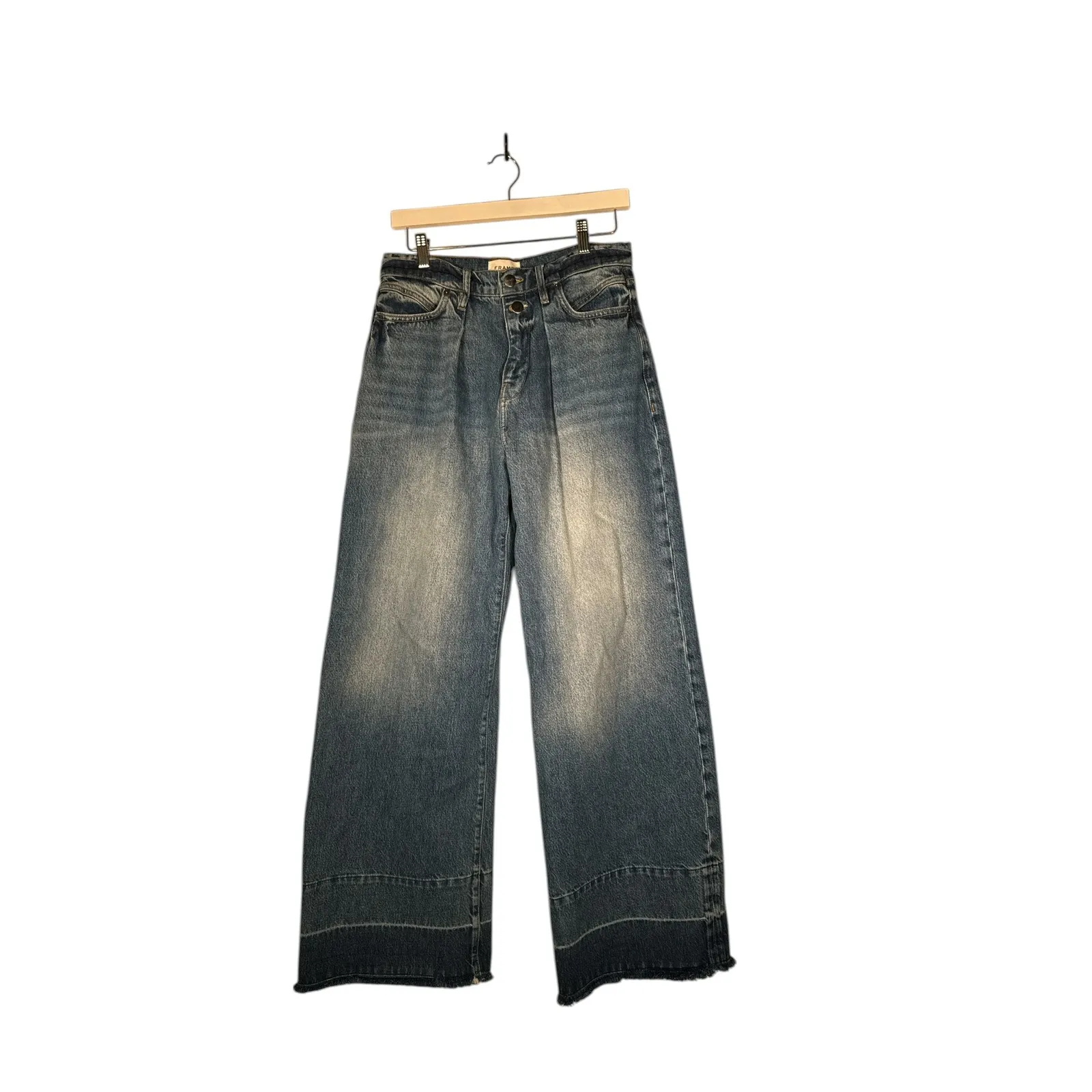 FRAME Mosaic Pleated Jean in Mesa High Rise with Raw/ Released Hem Women's - Image 2