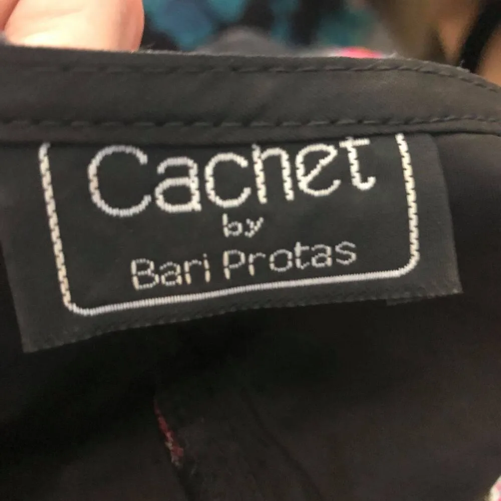 Vintage 1980s Black Floral Backless Cachet Dress By Bari Protas Medium - Image 10