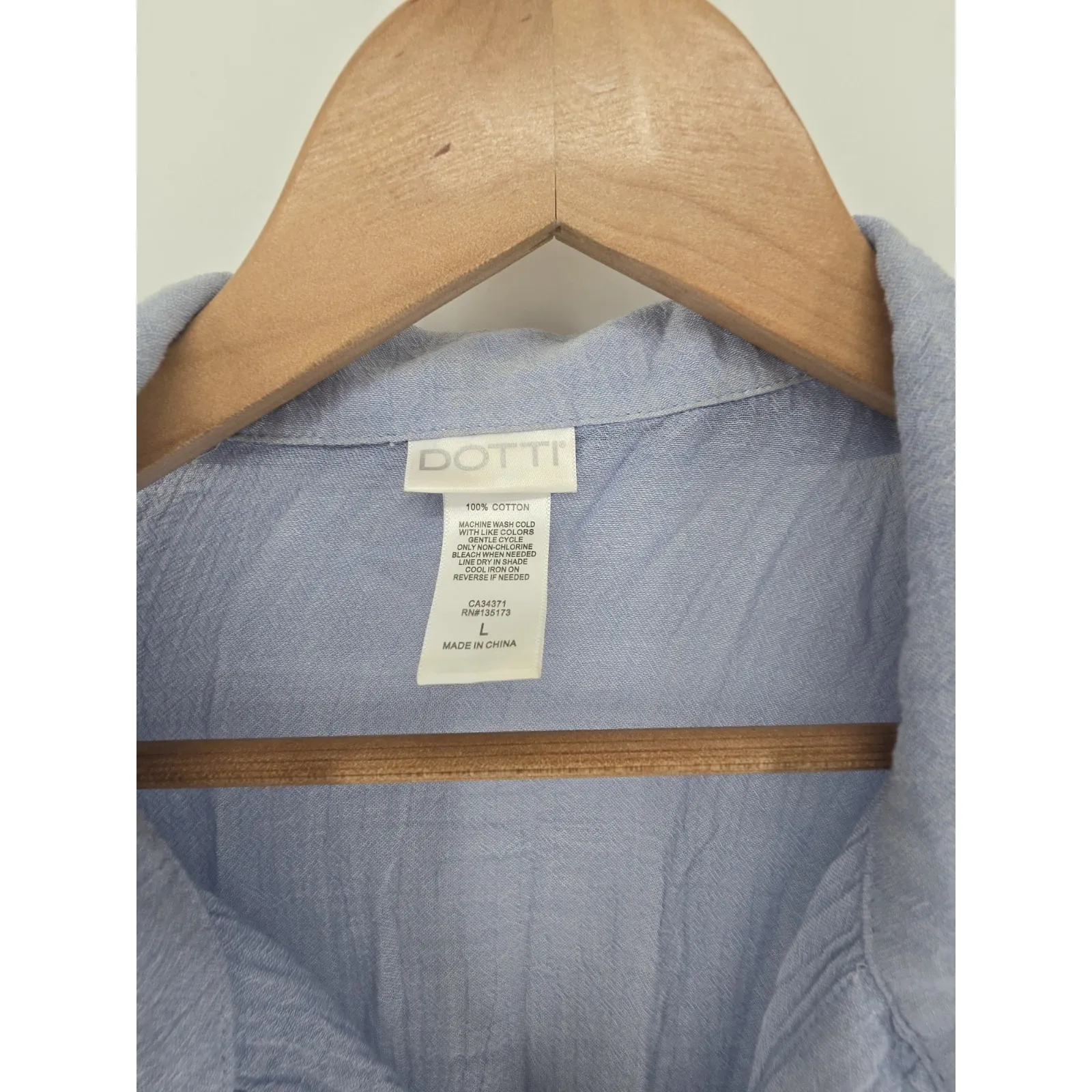 Dotti Womens Blue Cotton Button‎ Down Shirt Tunic Top Coverup Swim Size Large - Image 2