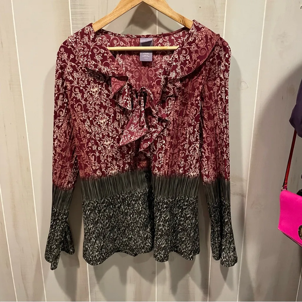 Cute crinkle ruffle bell sleeve ultimate Y2K button front blouse maximalist - Image 6