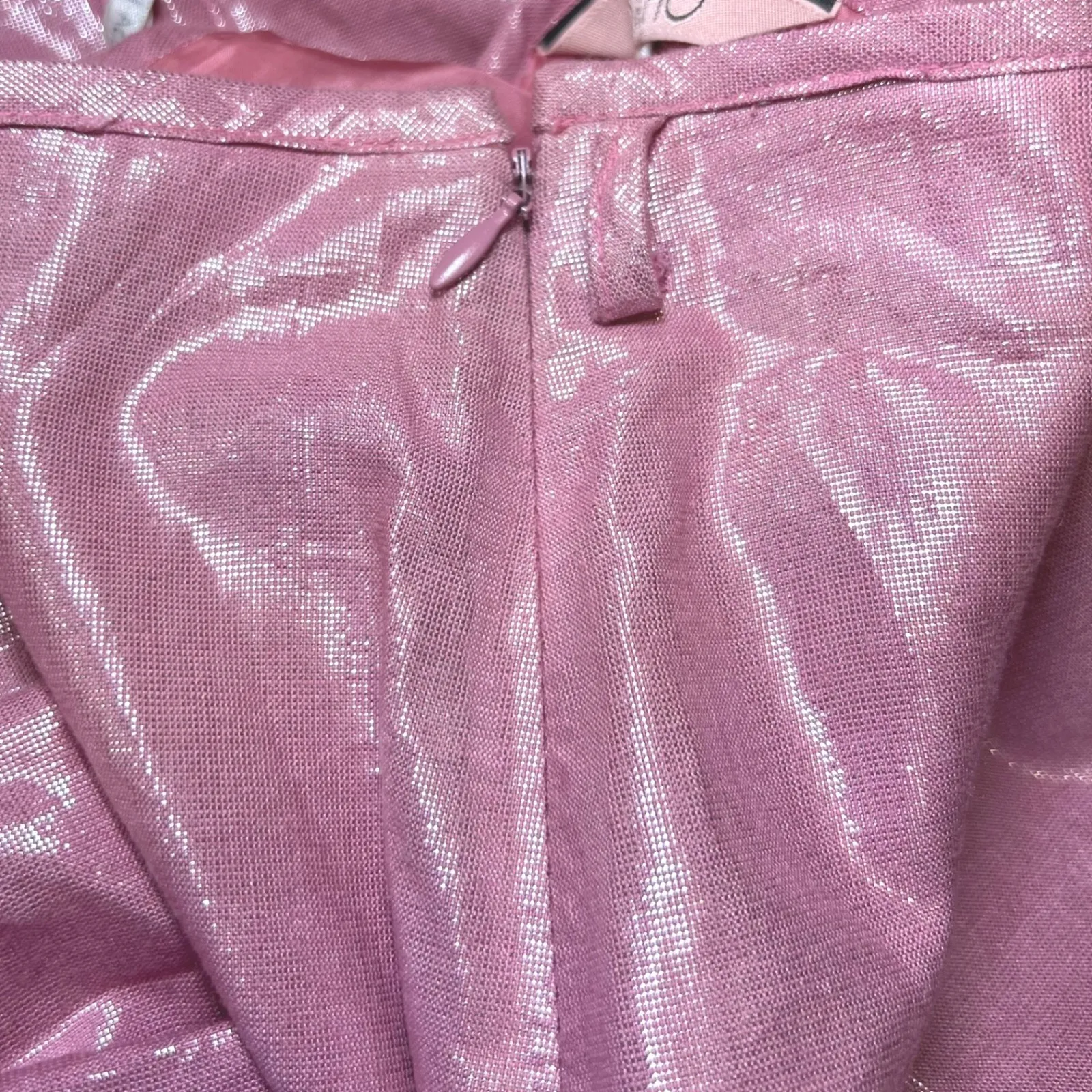 Lisa Ho Pink Metallic Pleated Midi Skirt Womens 2 Pink Party Evening Wear Shiny - Image 7