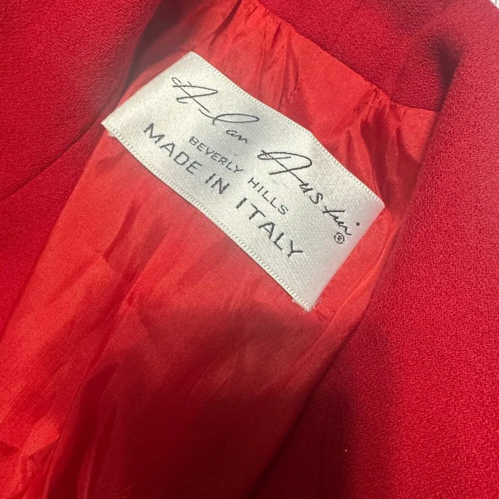 ALAN AUSTIN Vintage Red Blazer Black trim Wool Italy Jacket Career EU 44 US M Size M - Image 7