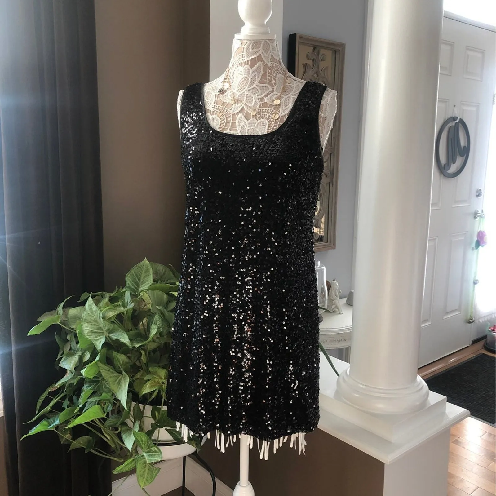 The collection Dressbarn sequins sleevless knee length black party dress size 12 - Image 2