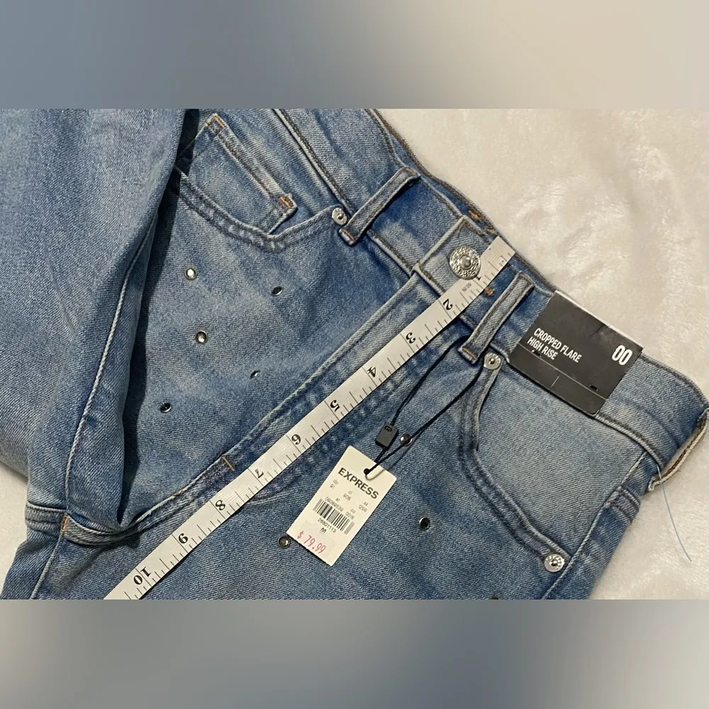 Express High Rise Blue Jeans with Studded Detail - Image 12