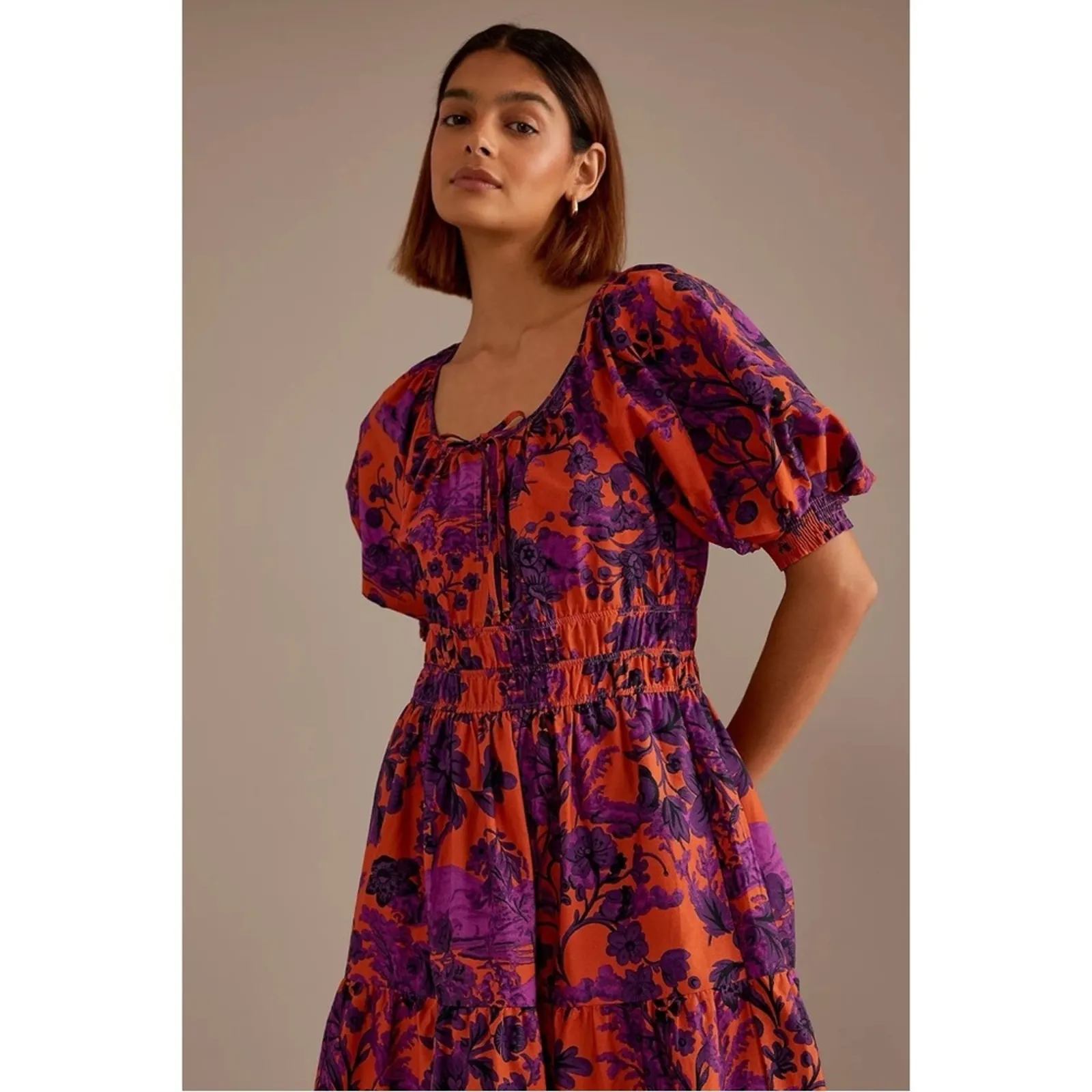 Anthropologie The Somerset Maxi Dress: Puff-Sleeve Edition Size Large Floral - Image 5