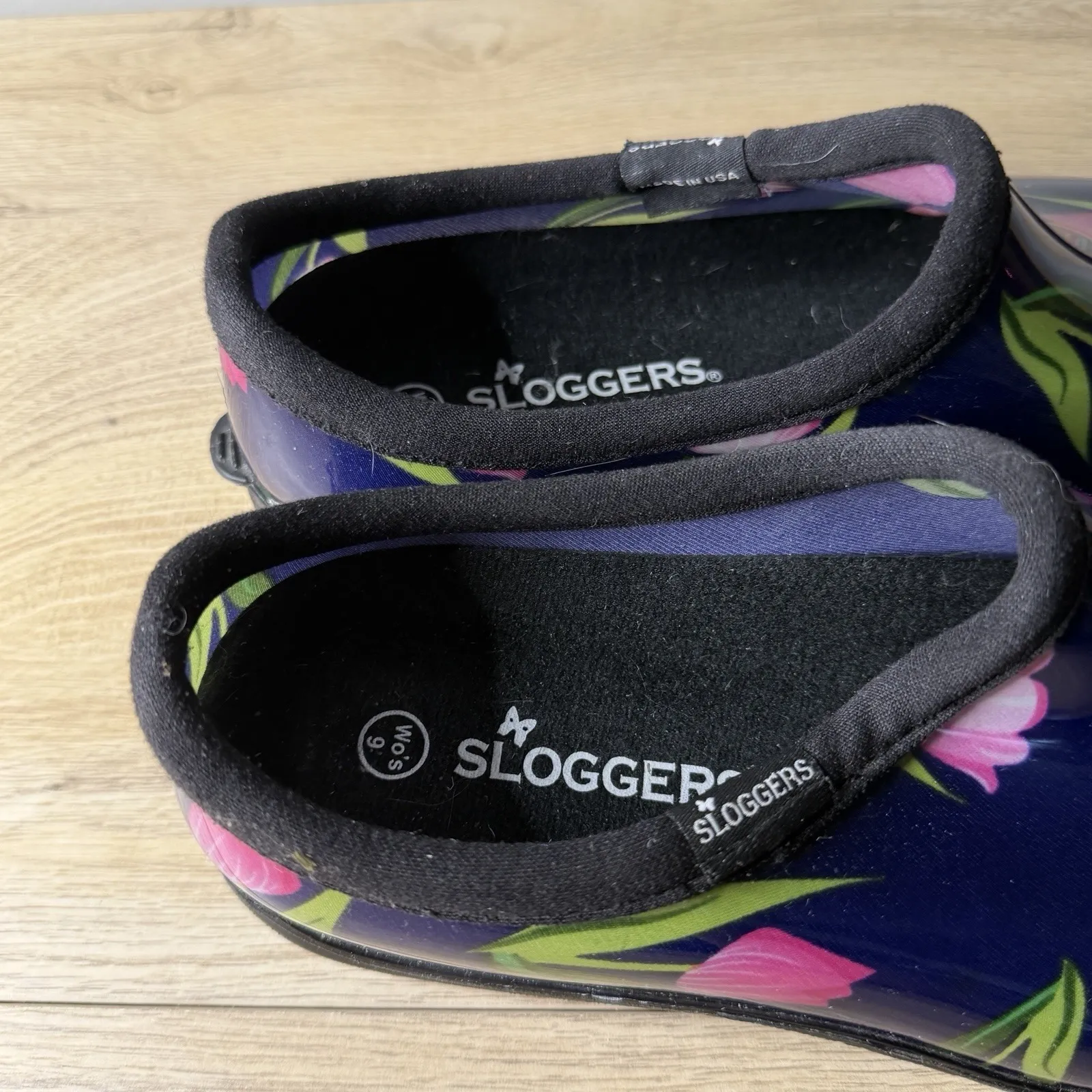Sloggers Tulip Garden Shoes Navy Pink Floral Rain Clogs Slip On Outdoor Womens 9 - Image 9