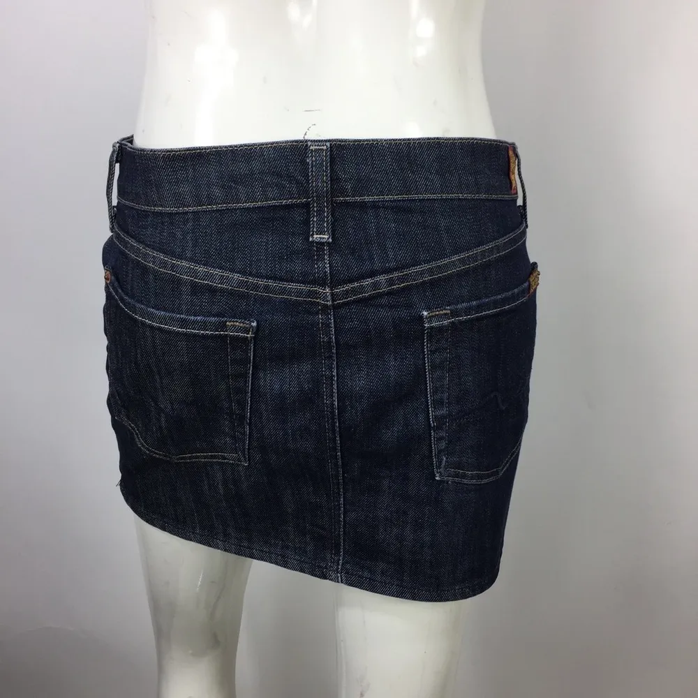 7 for all Mankind Roxanne Mini Skirt Dark Wash 28 - Image 10