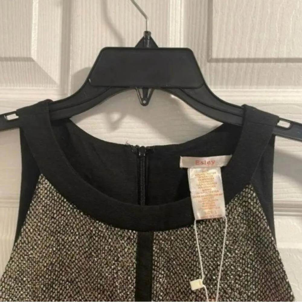 NWT Esley Black Fitted SILVER metallic Print Bodycon Party Event Dress - Image 2