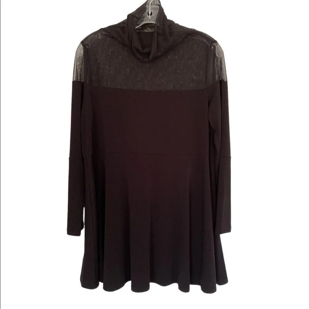 New IC Collection Black Mesh Long sleeves Turtleneck Tunic Sz M Size M - Image 8
