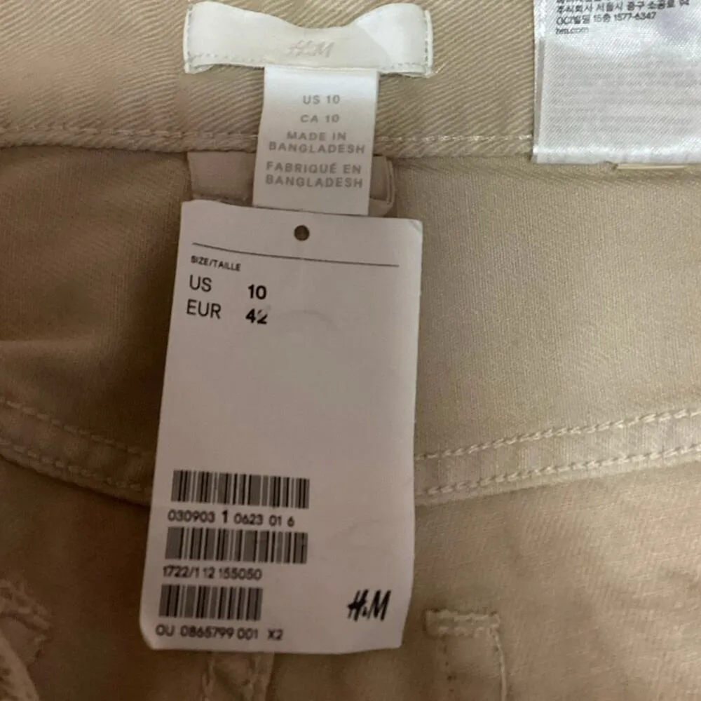 H&M NWT Cream High Rise Straight Leg Chino Pockets Casual Ankle Jeans Size 10 - Image 5