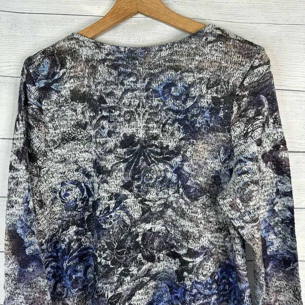 One World Women Large Lace Hem Knit Floral Sweater Tunic Artsy Hippie Lagenlook - Image 7