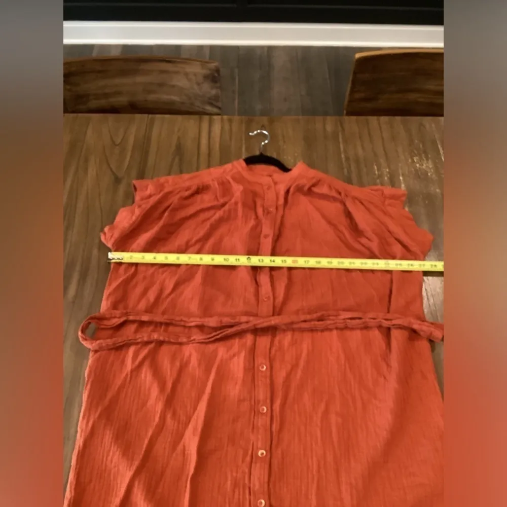 ARITZIA WILFRED free Tahoe copper red  organic cotton gauze Tie Mini dress S - Image 6