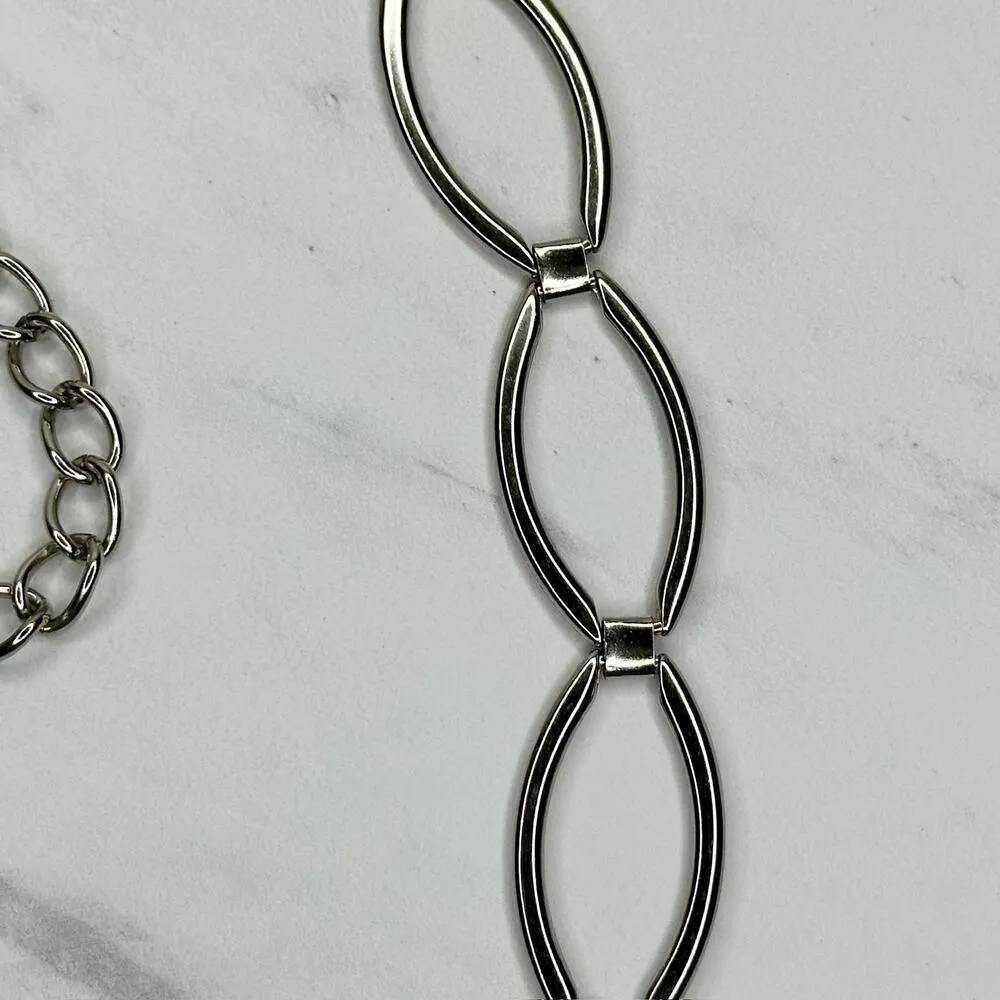 Open Oval Silver Tone Metal Chain Link Belt Plus OS One Size - Image 5