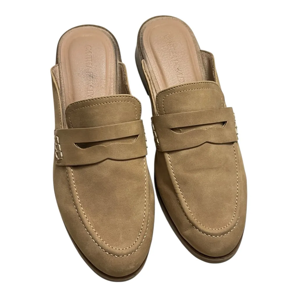 Cynthia Rowley Prescott Women's Mules Tan Suede Penny Loafer Slip On Shoes Sz 9 - Image 2