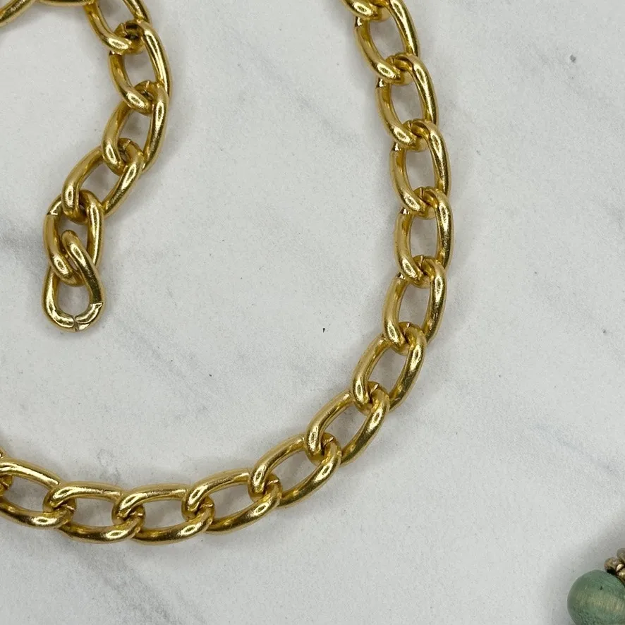 Vintage Wood Beaded Gold Chain Belt Small/Medium (S/M) ✨ - Image 8