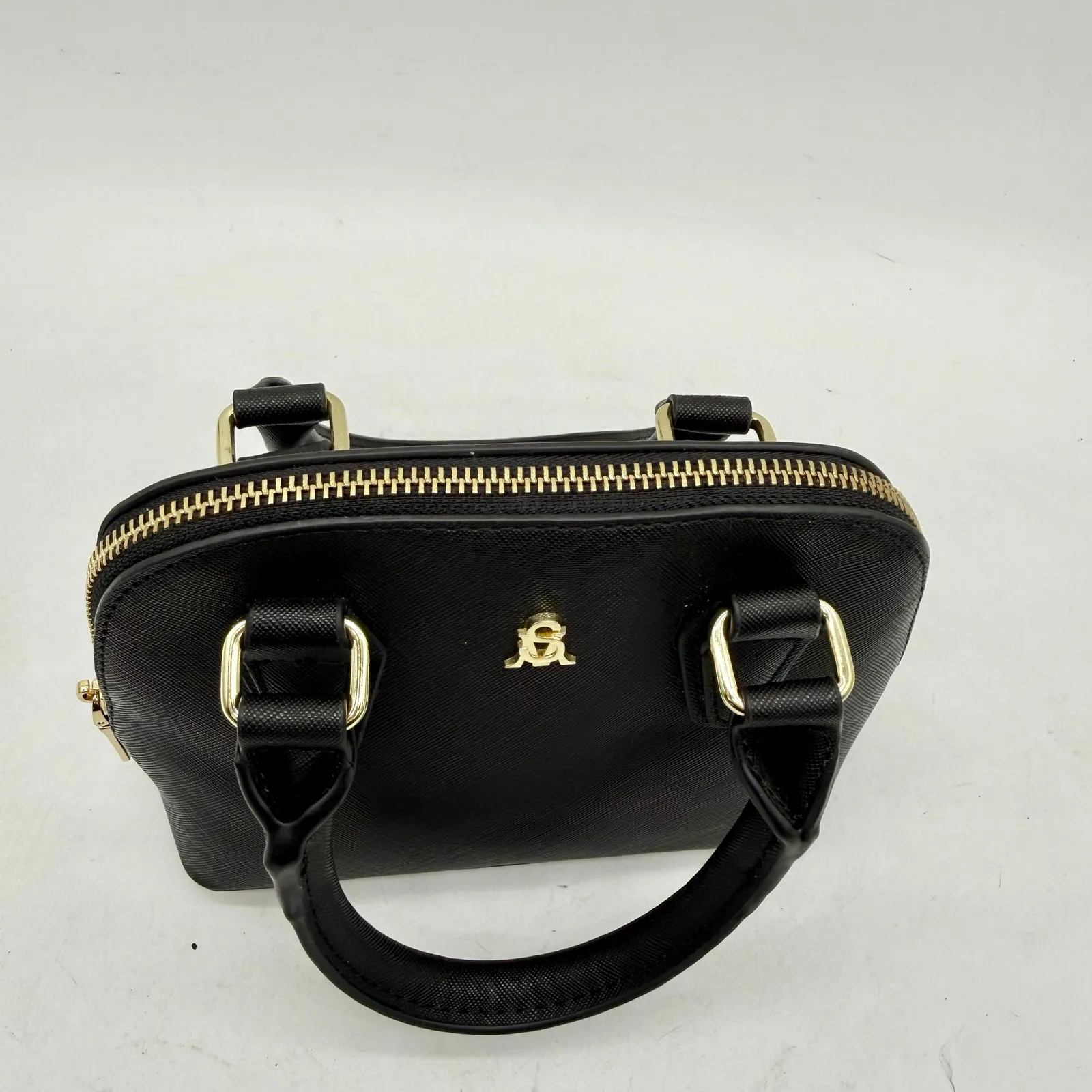 Steve Madden Black Mini Top Handle Bag Gold Hardware - Image 2