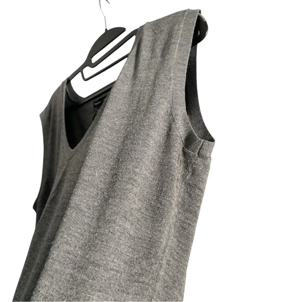 New York & Company Gray V-Neck Sweater - Image 4
