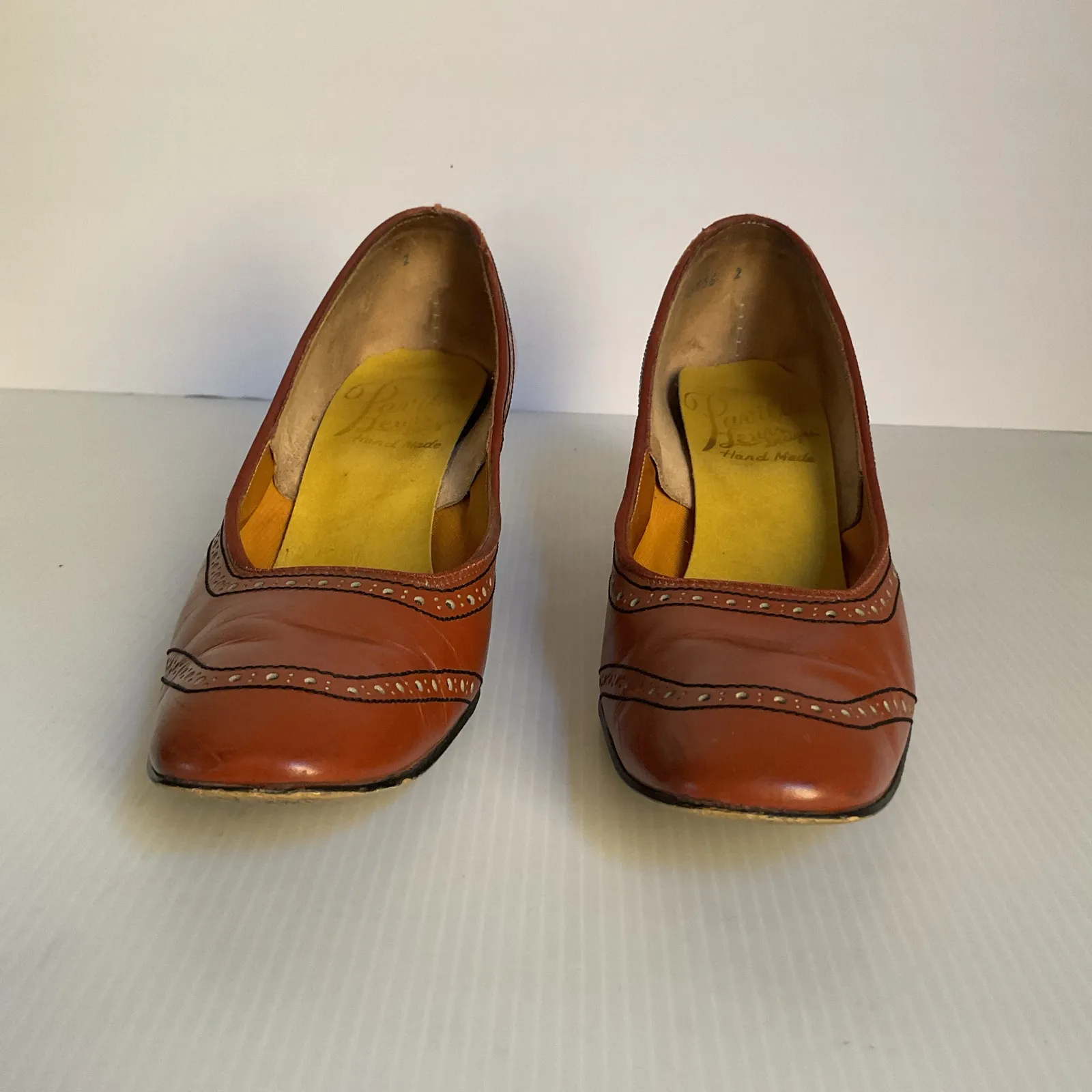 Pavilia Handmade Vintage Brown Leather Pumps Women's Sz 7 Low Heel Classic - Image 5