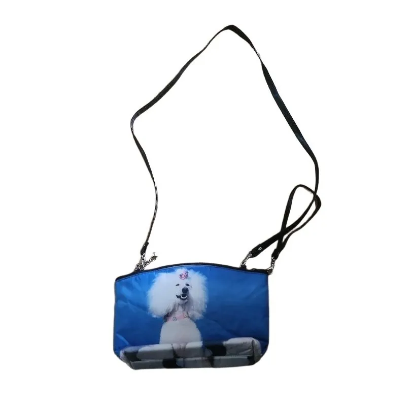 BRACIANO Crossbody Bag‎ Womens Blue Poodle Print Whimsical Dog Lover - Image 2