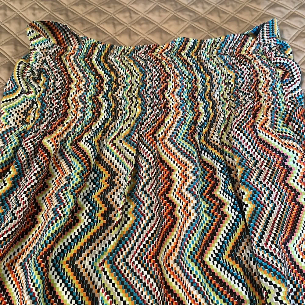 Elan strapless unlined maxi dress elastic shirred back ties around neck Large - Image 5