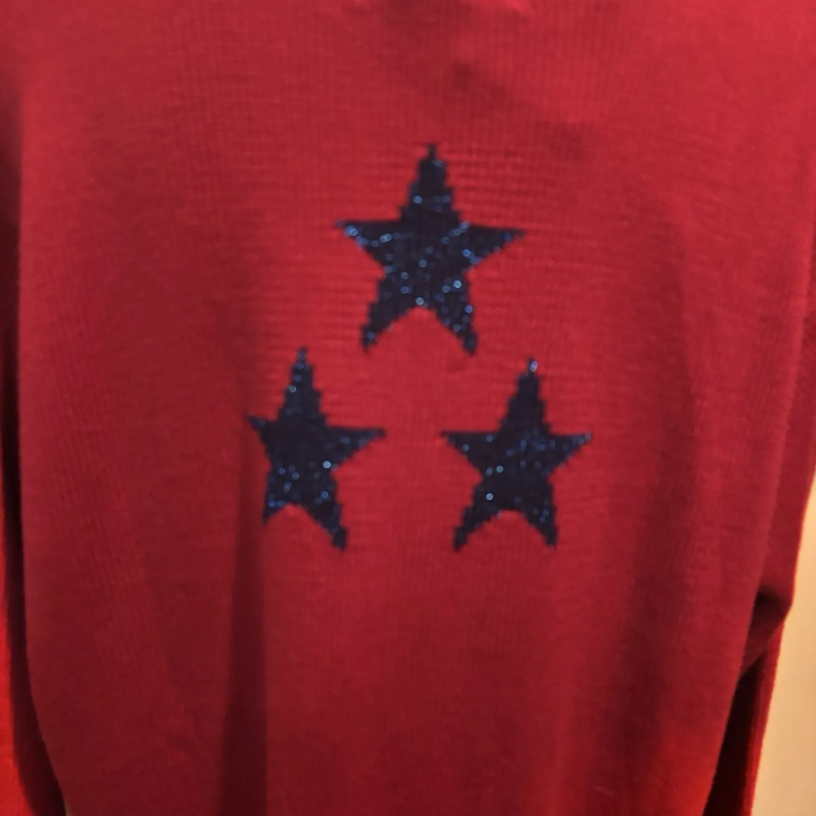 Quacker Factory Red Knit Star Sweater Pullover Long Sleeve NWT Size 1X - Image 5