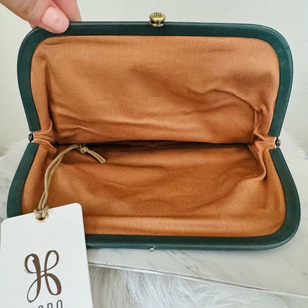 HOBO LAUREN CLUTCH LEATHER WRISTLET WALLET Sage Henna Luxury Leather, NWT Green - Image 5