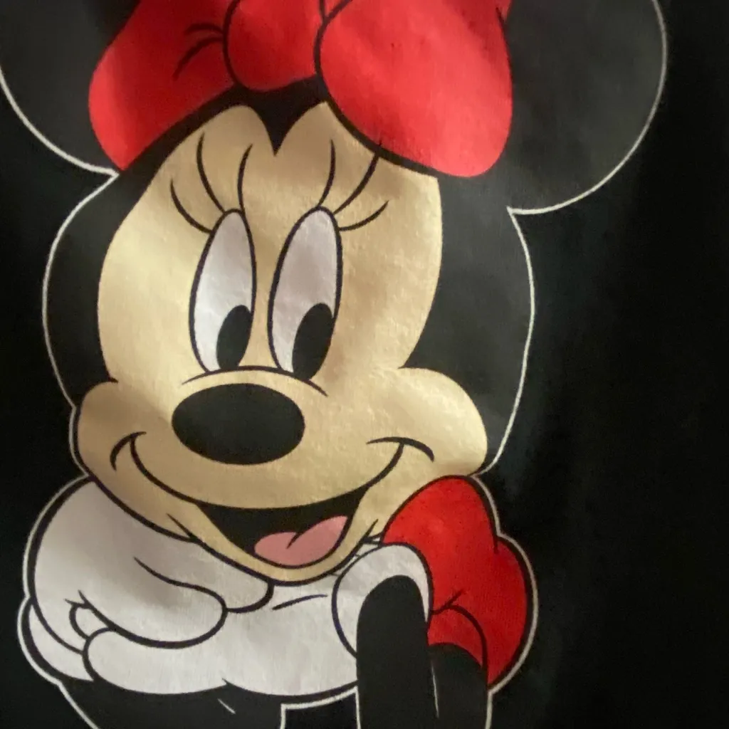 Disney Minnie Mouse Womens Black Crop Top Tee T Shirt XS 34” One Of A Kind - Image 2