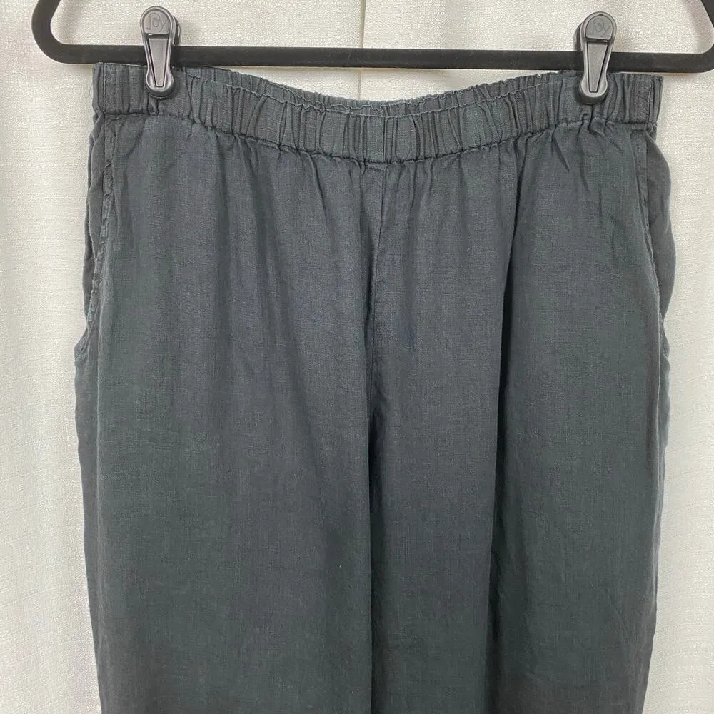 FLAX Black Linen Pull On Pants Sz.M - Image 2
