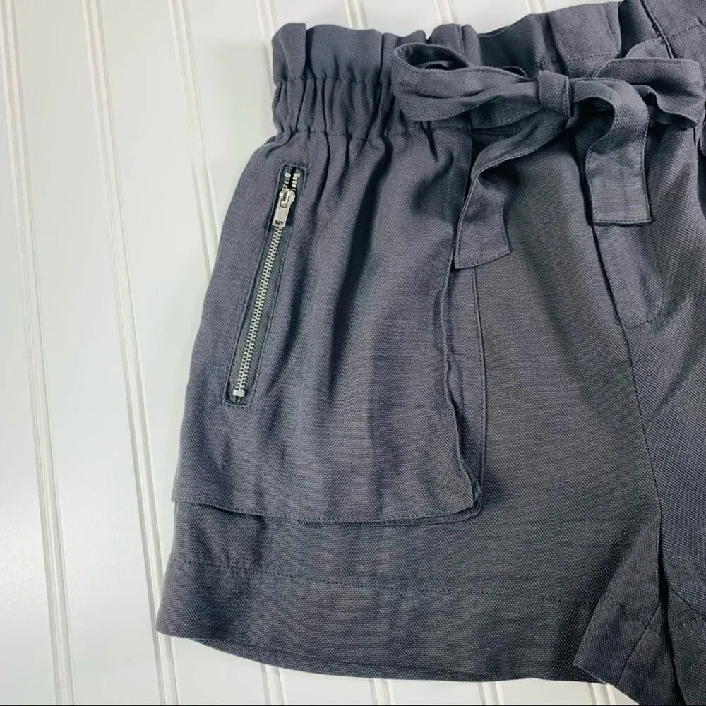 Gray High Waist Paper Bag Shorts Sz Small  Cargo - Image 4