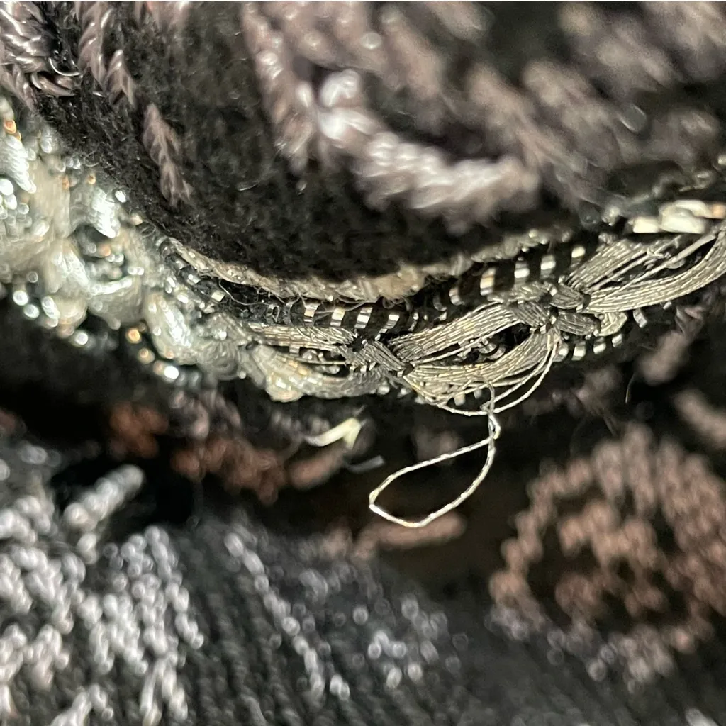 Vintage‎ Cardigan Sweater Women Black Metallic Christmas Holiday Festive Medium - Image 12