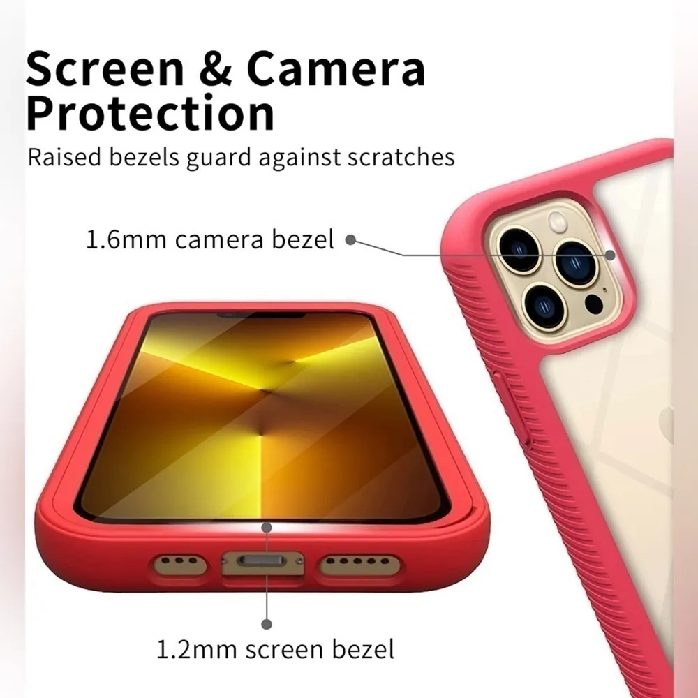 IPHONE 13 Pro cellphone case with built in screen protector Red - Image 4