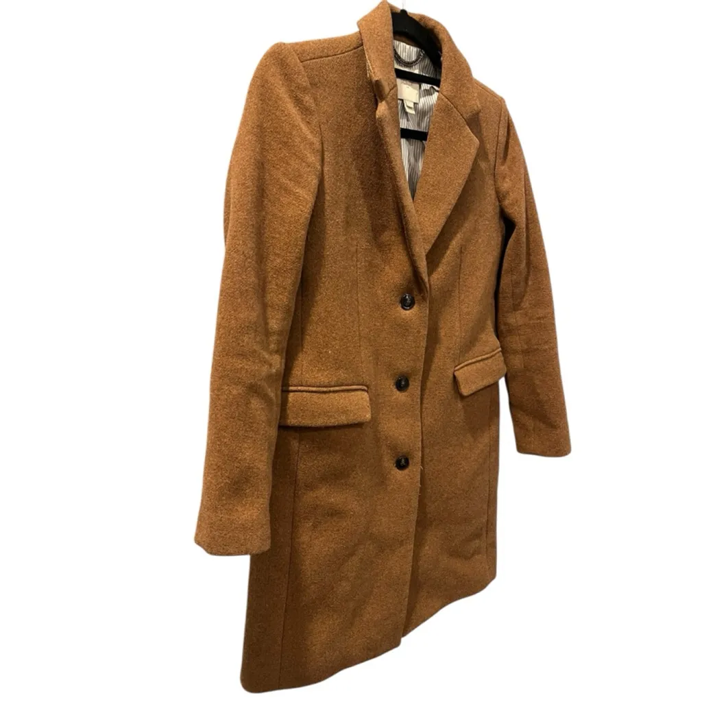 J. Crew Wool Size 0 Women's Single Breasted Top Coat Jacket Brown Long Sleeve - Image 3