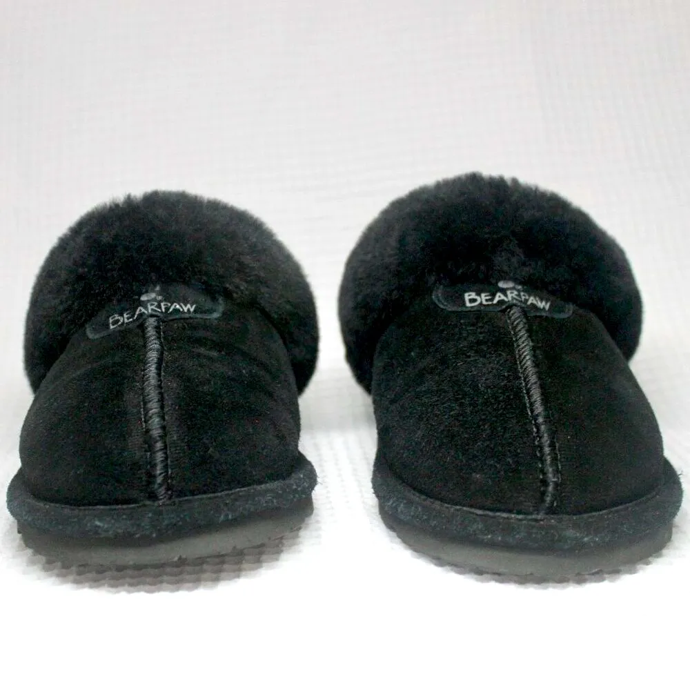 BearPaw Black Loki II Real Sheepskin Cow Suede Wool Indoor / Outdoor Slipper 6 - Image 5